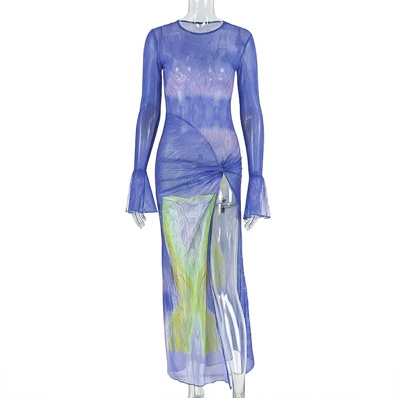 Women's Printed Pleated Wrap Maxi Skirt with High Slit