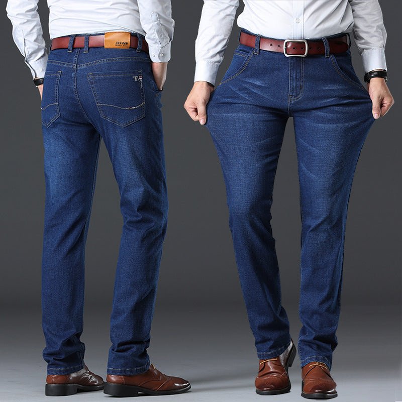 Men's Plus Size High Waist Stretch Straight Leg Jeans with Zip Fly