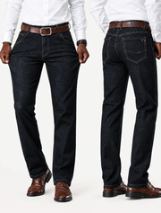 Men's Plus Size High Waist Stretch Straight Leg Jeans with Zip Fly