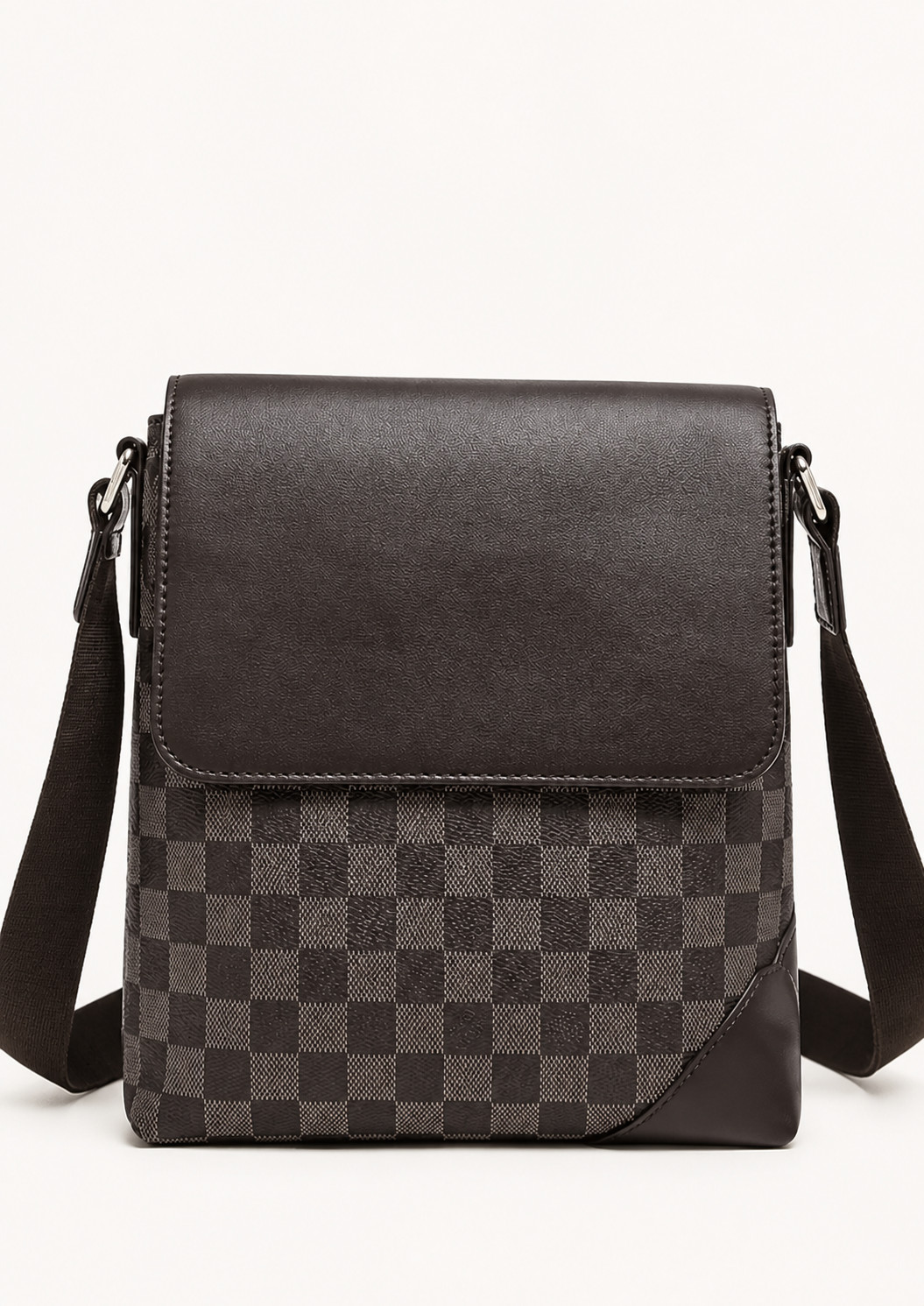 Checkered Flap Crossbody Bag with Adjustable Strap