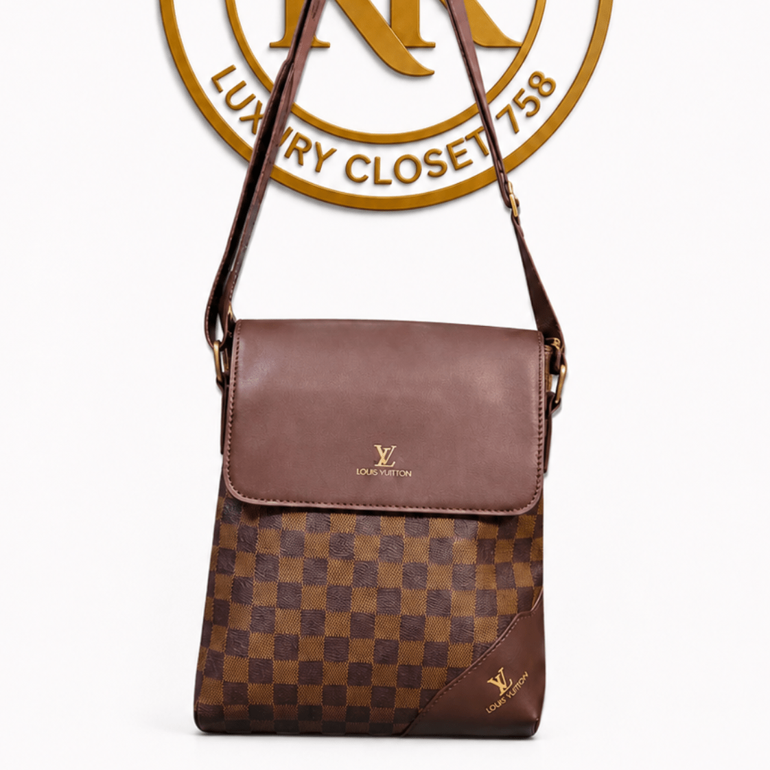 Checkered Flap Crossbody Bag with Adjustable Strap