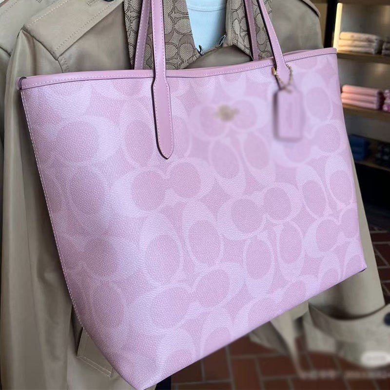 Large Tote Bag with Repeating Pattern and Long Top Handles