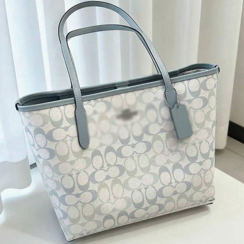 Large Tote Bag with Repeating Pattern and Long Top Handles