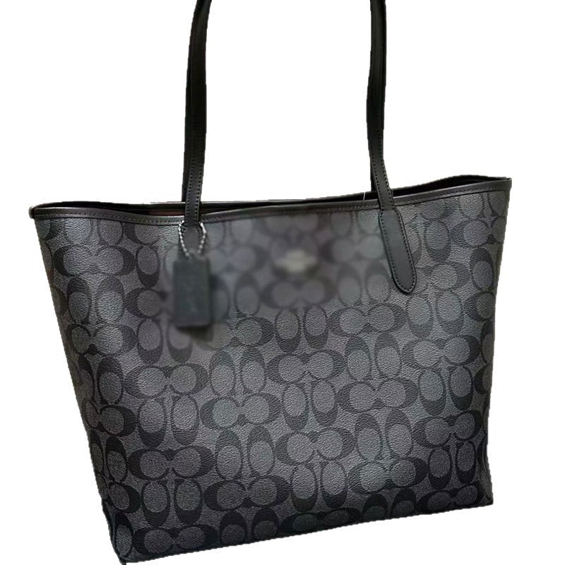Large Tote Bag with Repeating Pattern and Long Top Handles