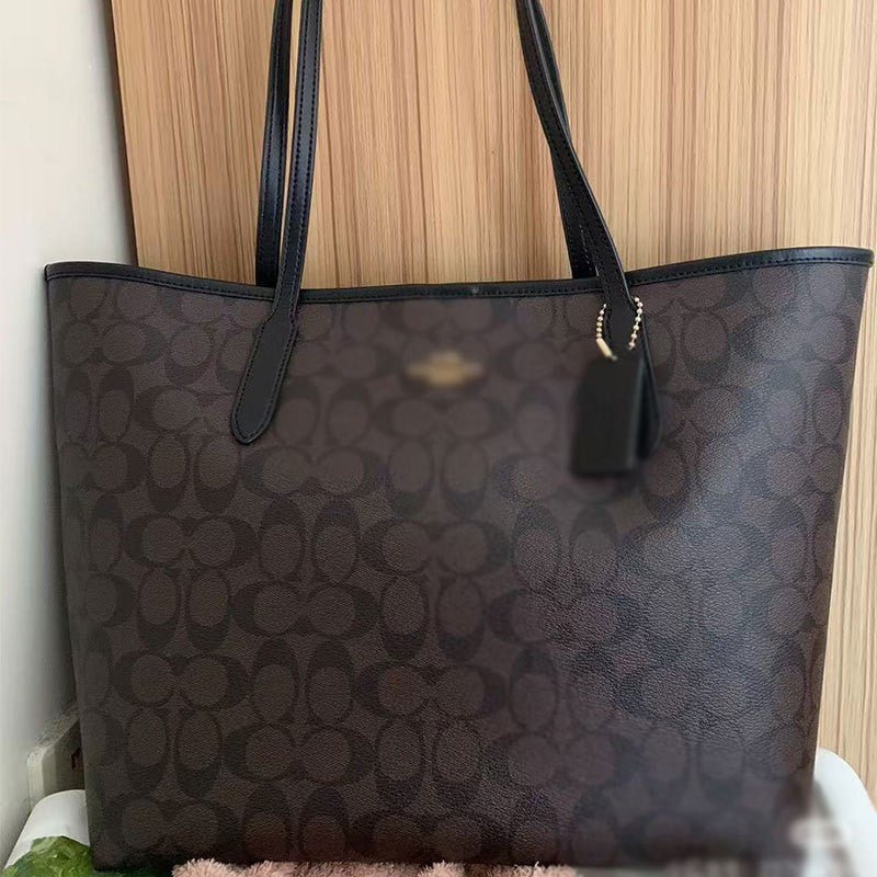 Large Tote Bag with Repeating Pattern and Long Top Handles