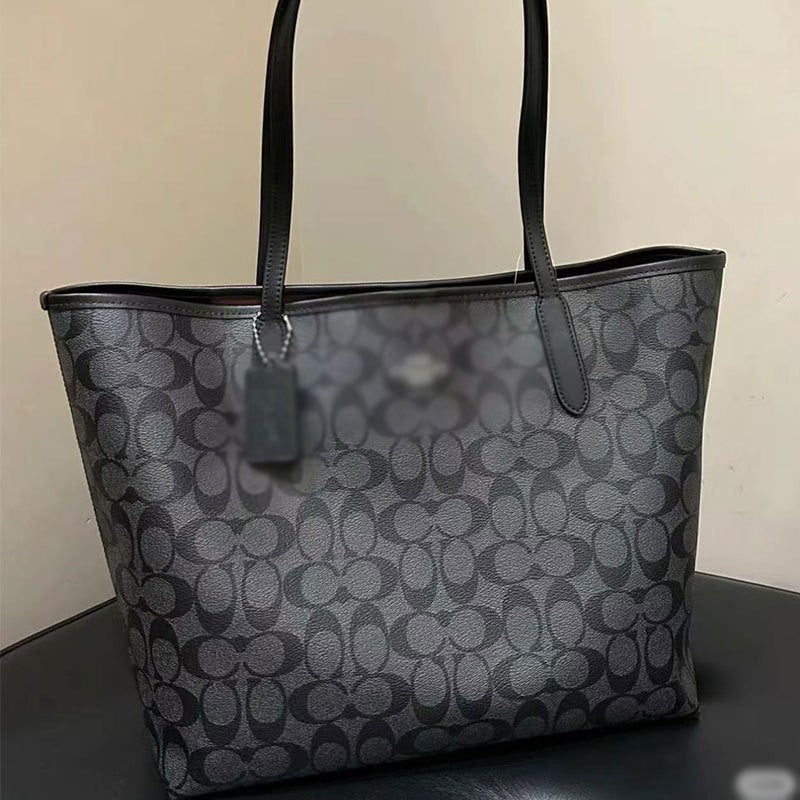 Large Tote Bag with Repeating Pattern and Long Top Handles