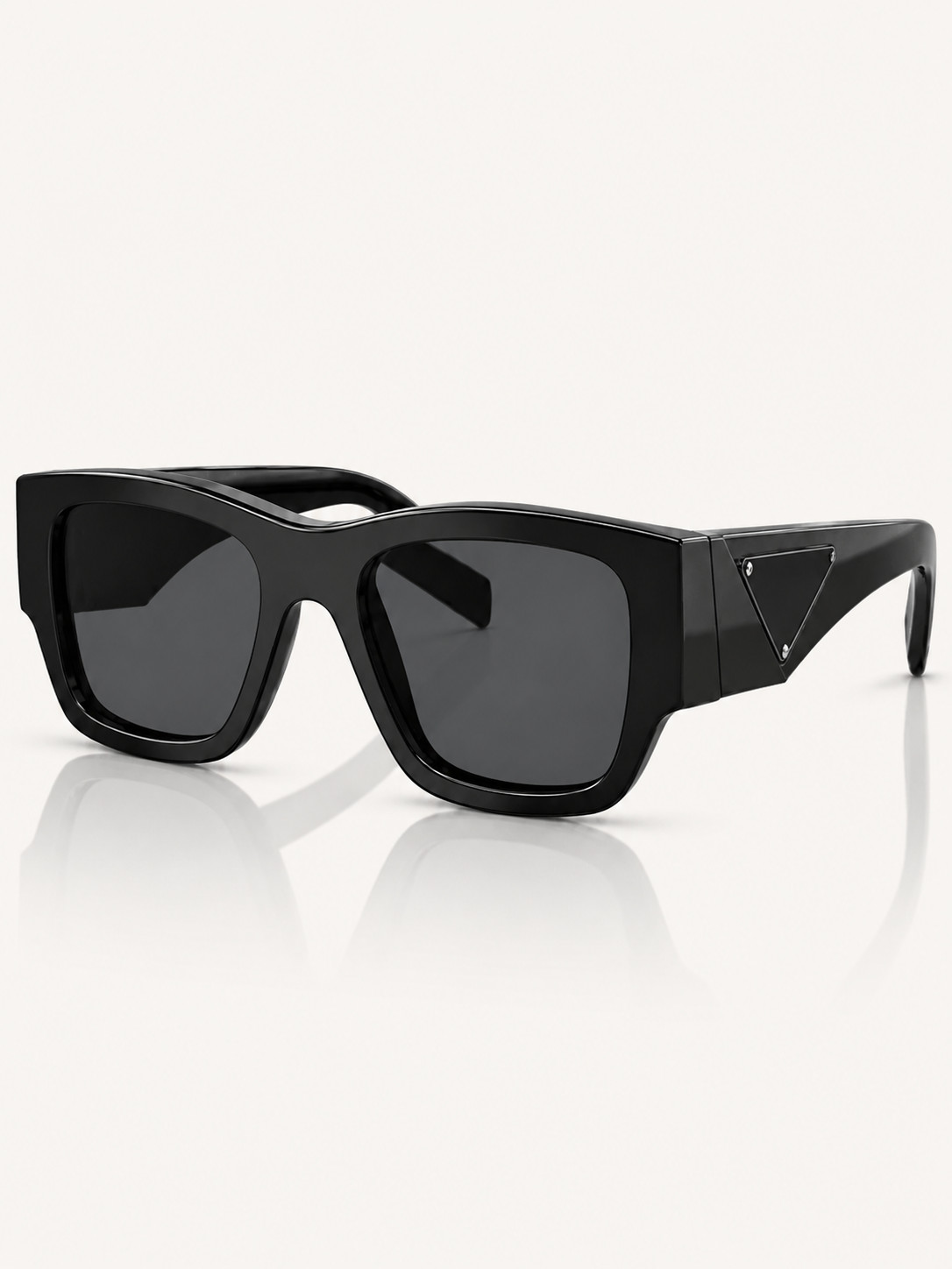 Oversized Geometric Sunglasses with Thick Frames and Decorative Temple Detail