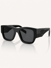Oversized Geometric Sunglasses with Thick Frames and Decorative Temple Detail