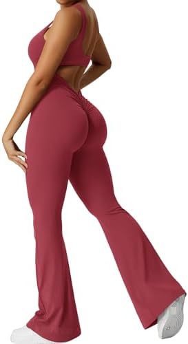 Women's Sleeveless Open Back Flare Jumpsuit
