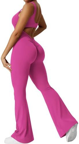 Women's Sleeveless Open Back Flare Jumpsuit