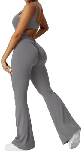 Women's Sleeveless Open Back Flare Jumpsuit