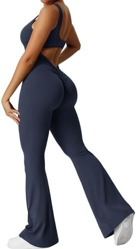 Women's Sleeveless Open Back Flare Jumpsuit
