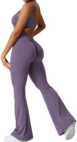 Women's Sleeveless Open Back Flare Jumpsuit
