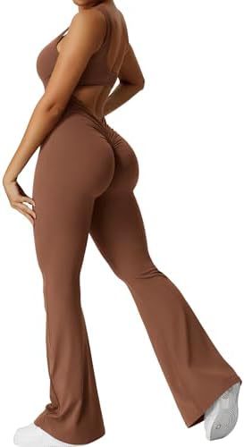 Women's Sleeveless Open Back Flare Jumpsuit