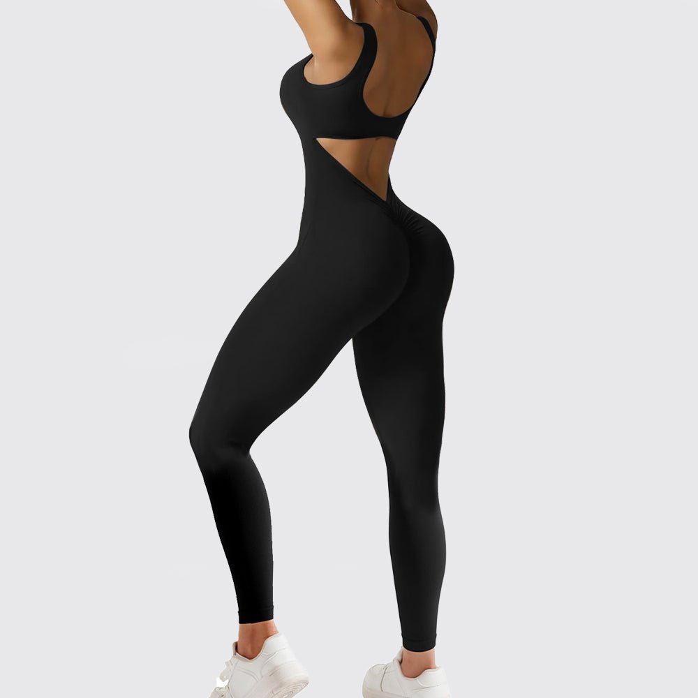 Women's Sleeveless Open Back Flare Jumpsuit