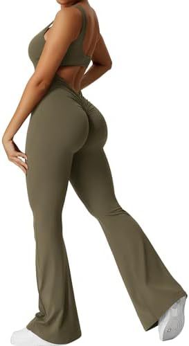Women's Sleeveless Open Back Flare Jumpsuit