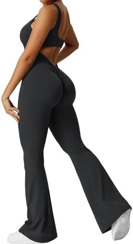 Women's Sleeveless Open Back Flare Jumpsuit