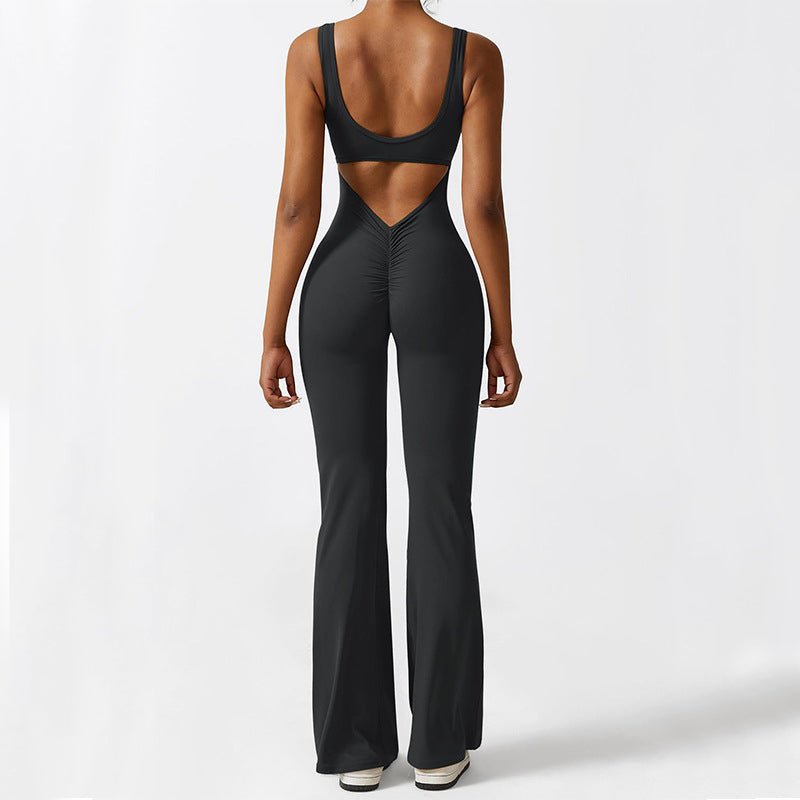 Women's Sleeveless Open Back Flare Jumpsuit