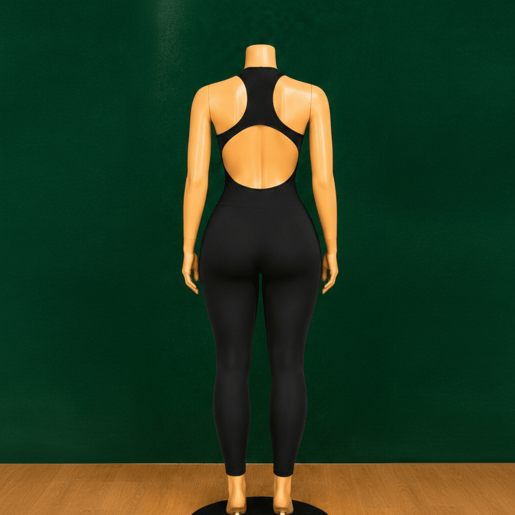 Sleeveless Racerback Unitard with Open Back
