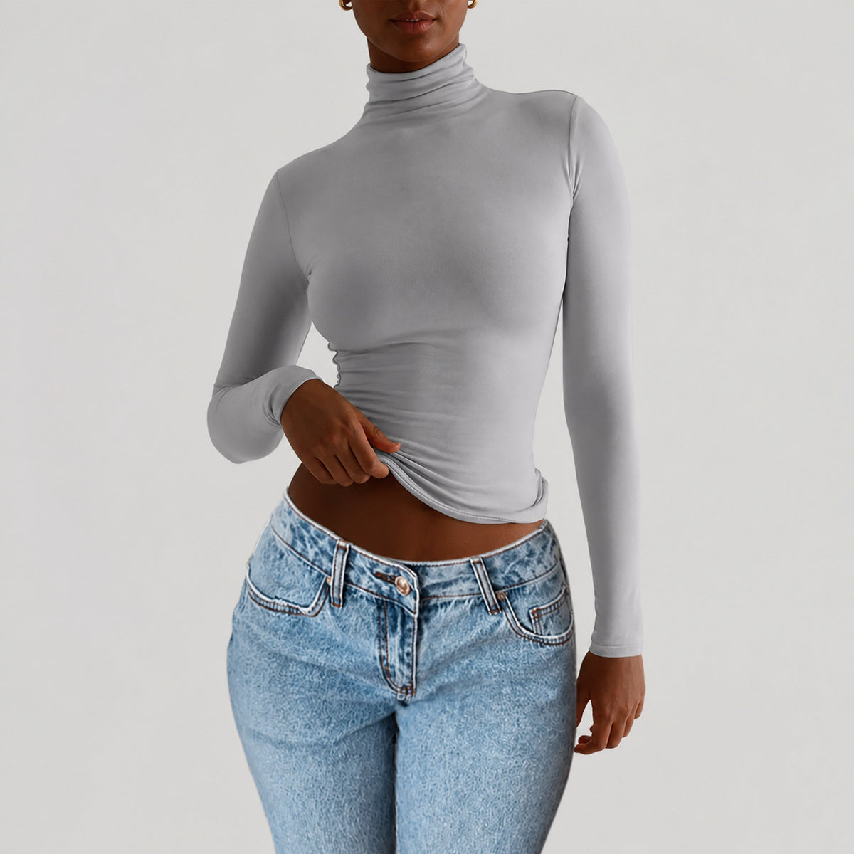 Women's Slim Fit Turtleneck Long Sleeve Top