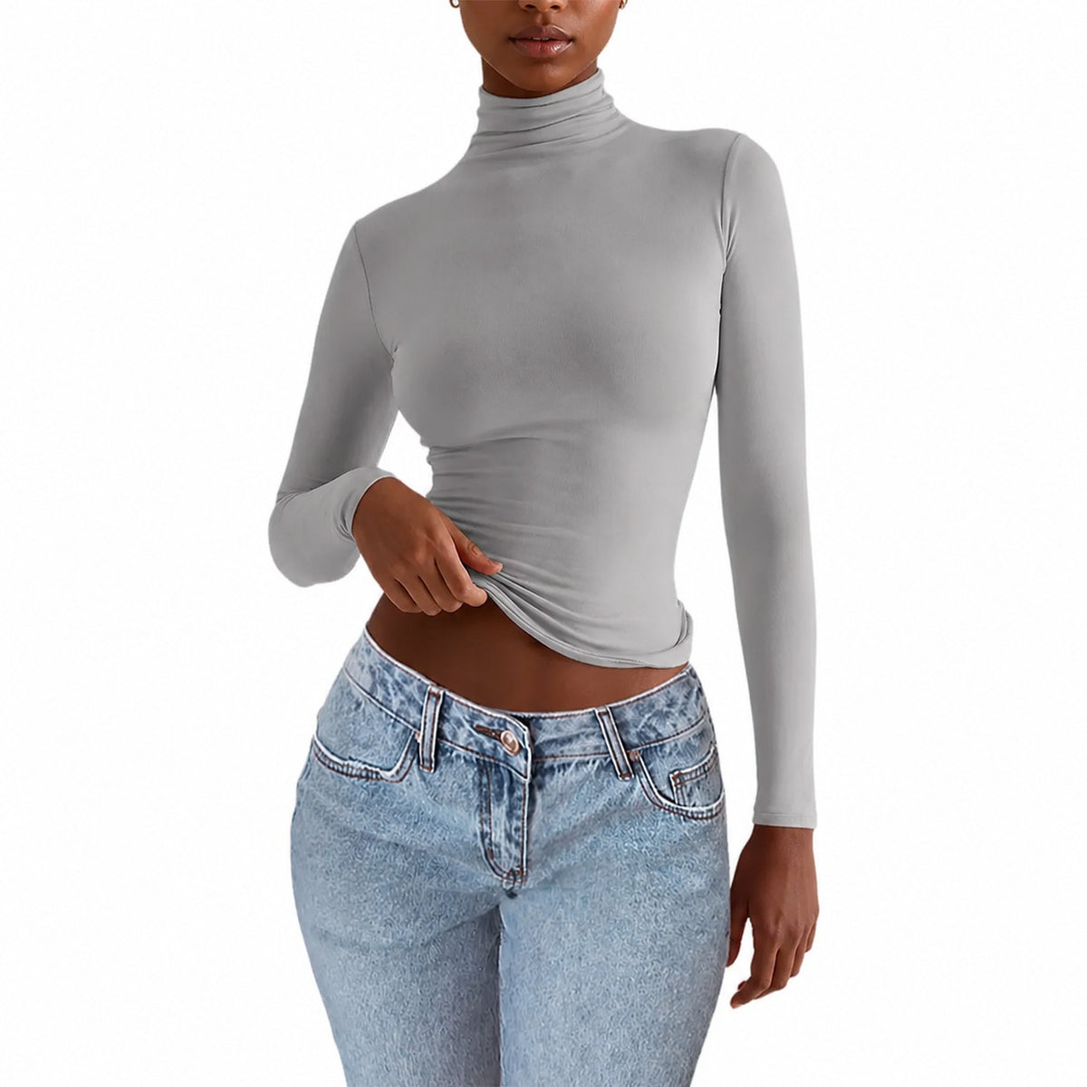 Women's Slim Fit Turtleneck Long Sleeve Top