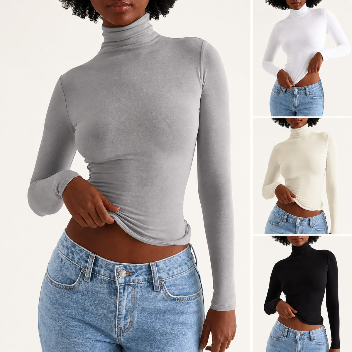 Women's Slim Fit Turtleneck Long Sleeve Top