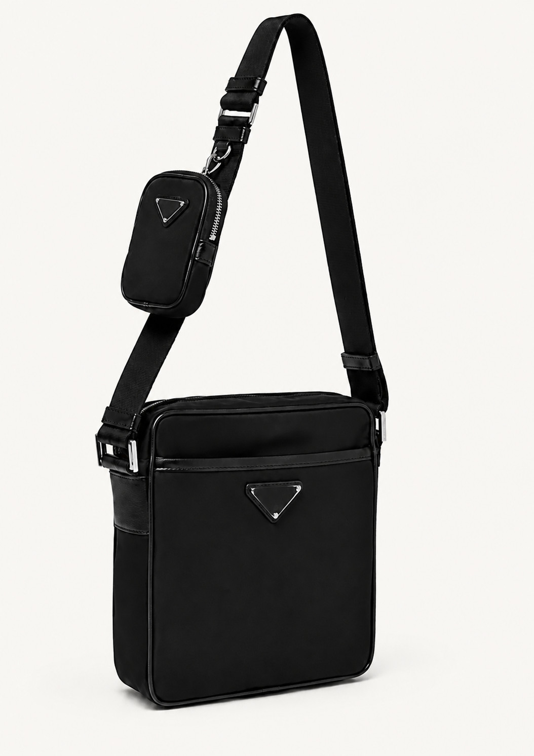 Structured Crossbody Messenger Bag with Adjustable Strap and Zip Compartments
