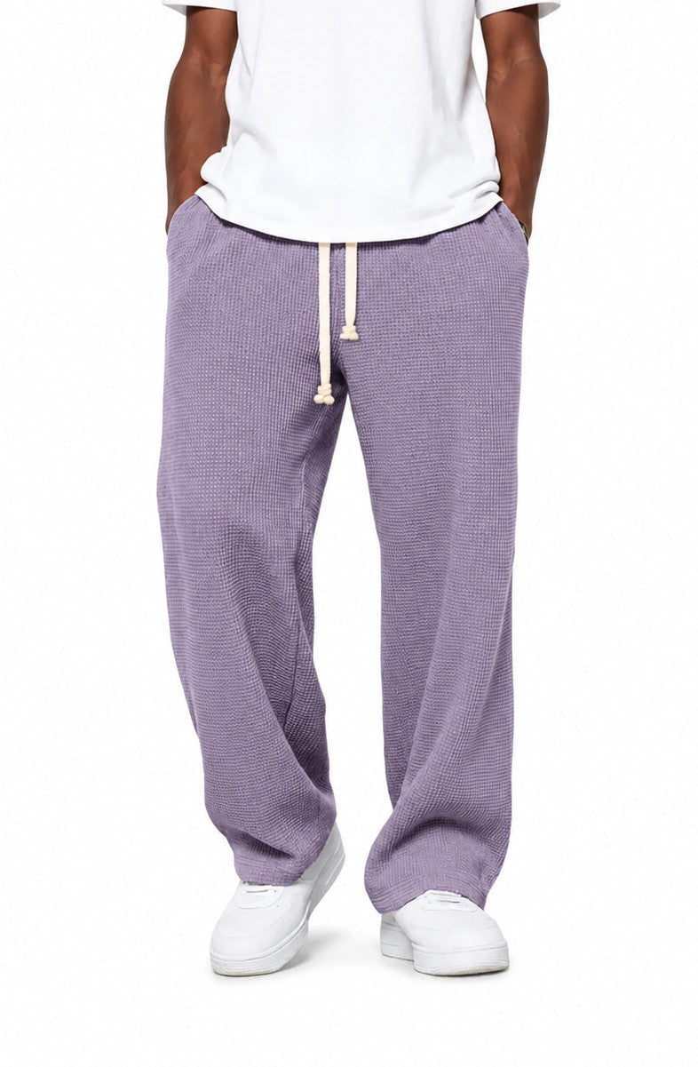 Men's Textured Knit Straight Leg Joggers with Drawstring Waist and Side Pockets