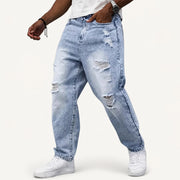 Straight Leg Ripped Trousers with Mid Rise