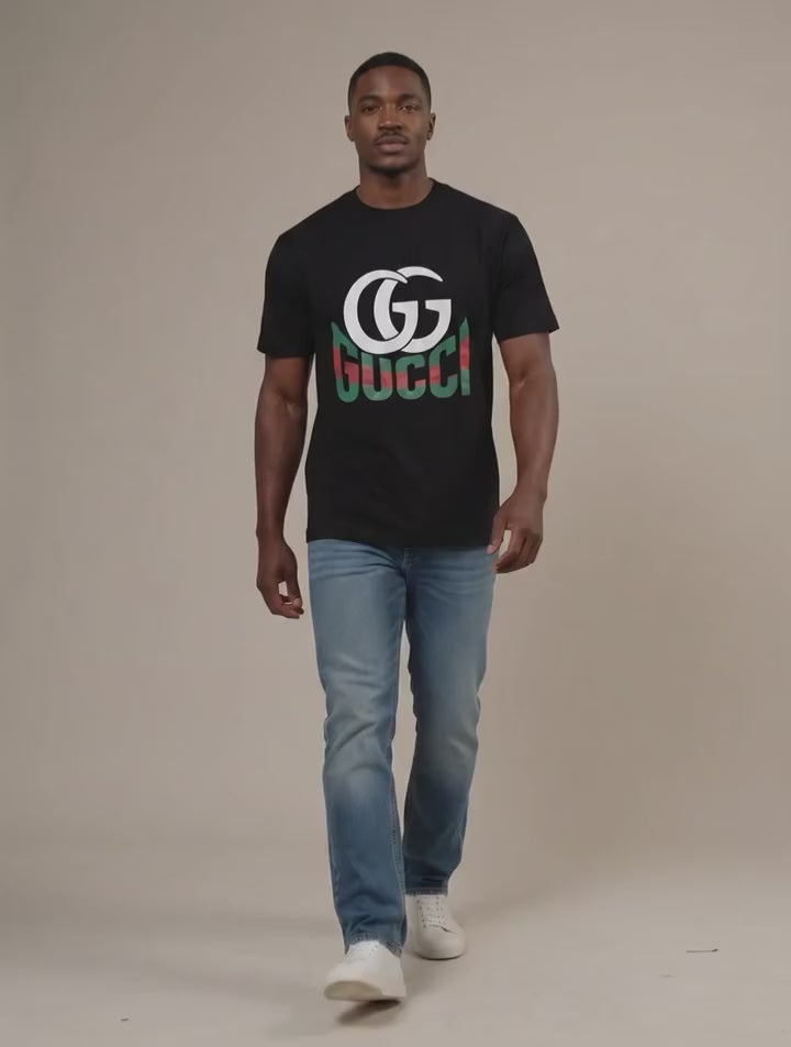 Load video: Men's Graphic Crewneck T Shirt with Short Sleeves