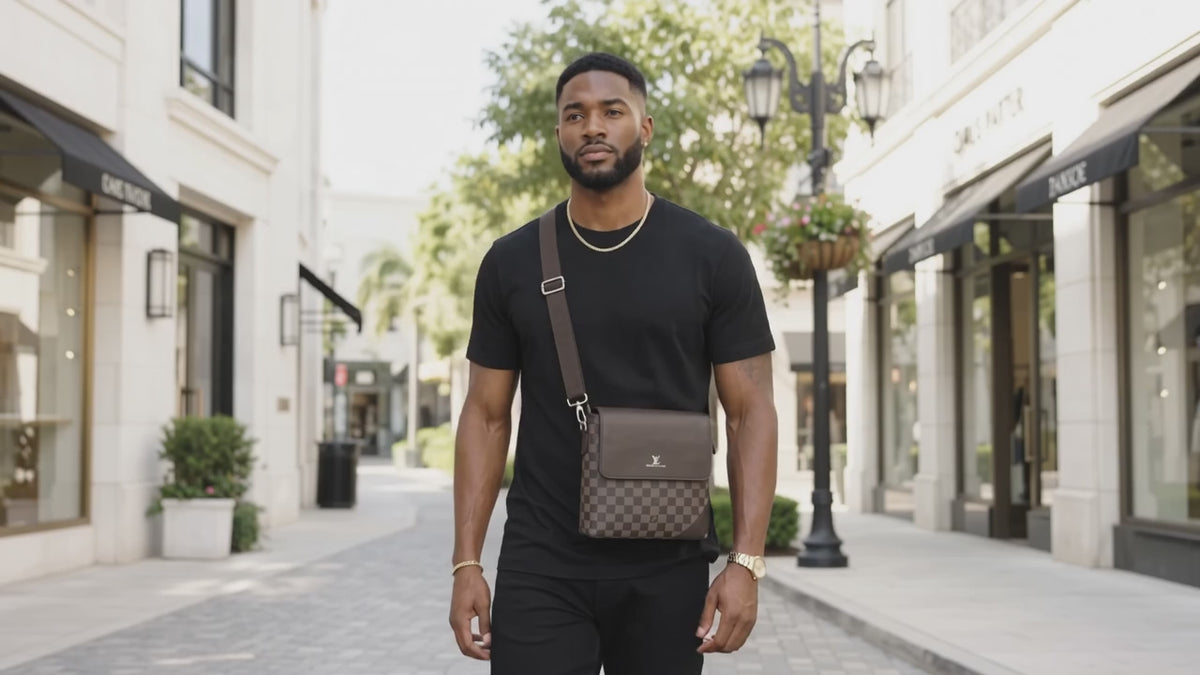 Load video: Checkered Flap Crossbody Bag with Adjustable Strap