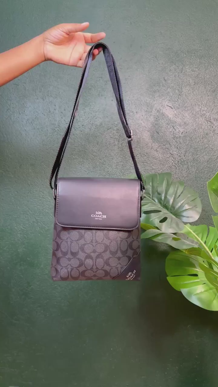 Load video: Patterned Crossbody Bag with Flap Closure and Adjustable Strap