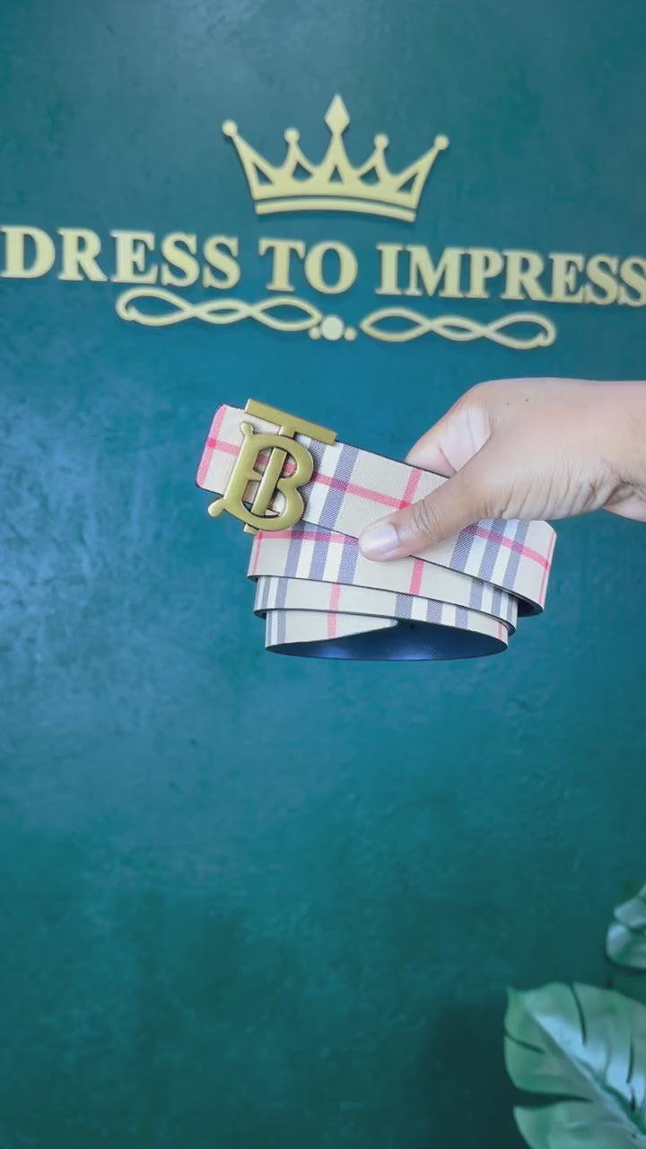Load video: Check Pattern Belt with Oversized Buckle