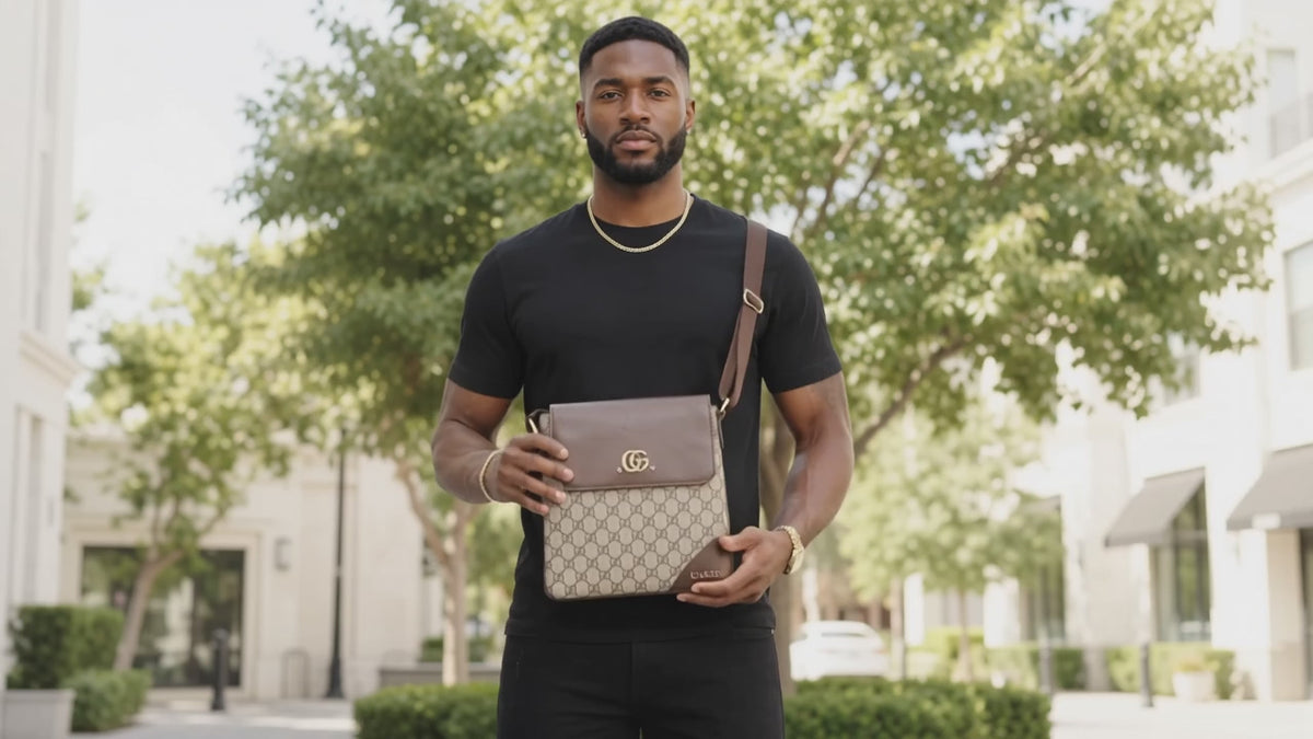 Load video: Patterned Flap Crossbody Bag with Adjustable Strap