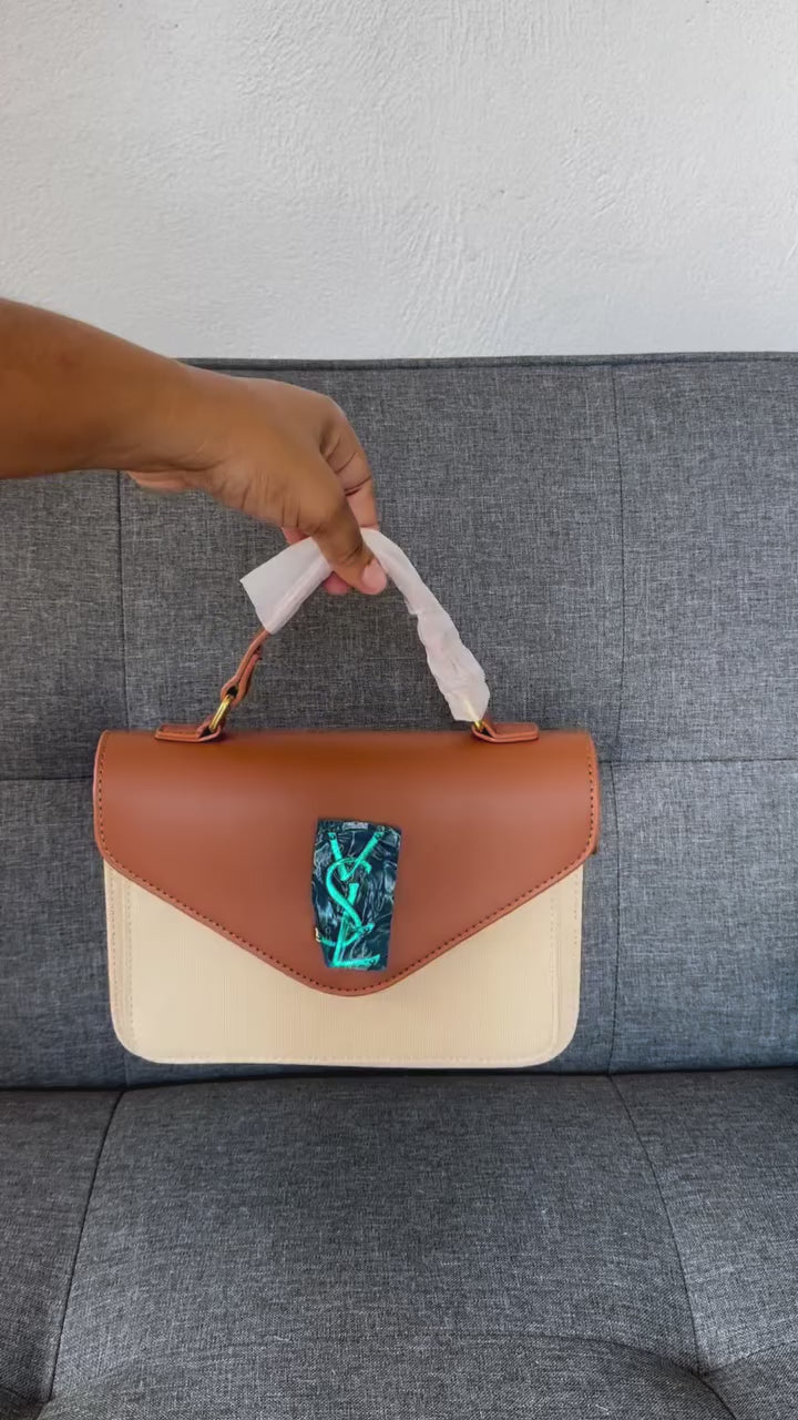 Load video: Structured Envelope Mini Handbag with Top Handle and Clasp Closure