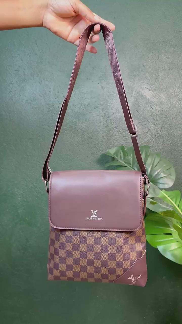 Load video: Checkered Flap Crossbody Bag with Adjustable Strap