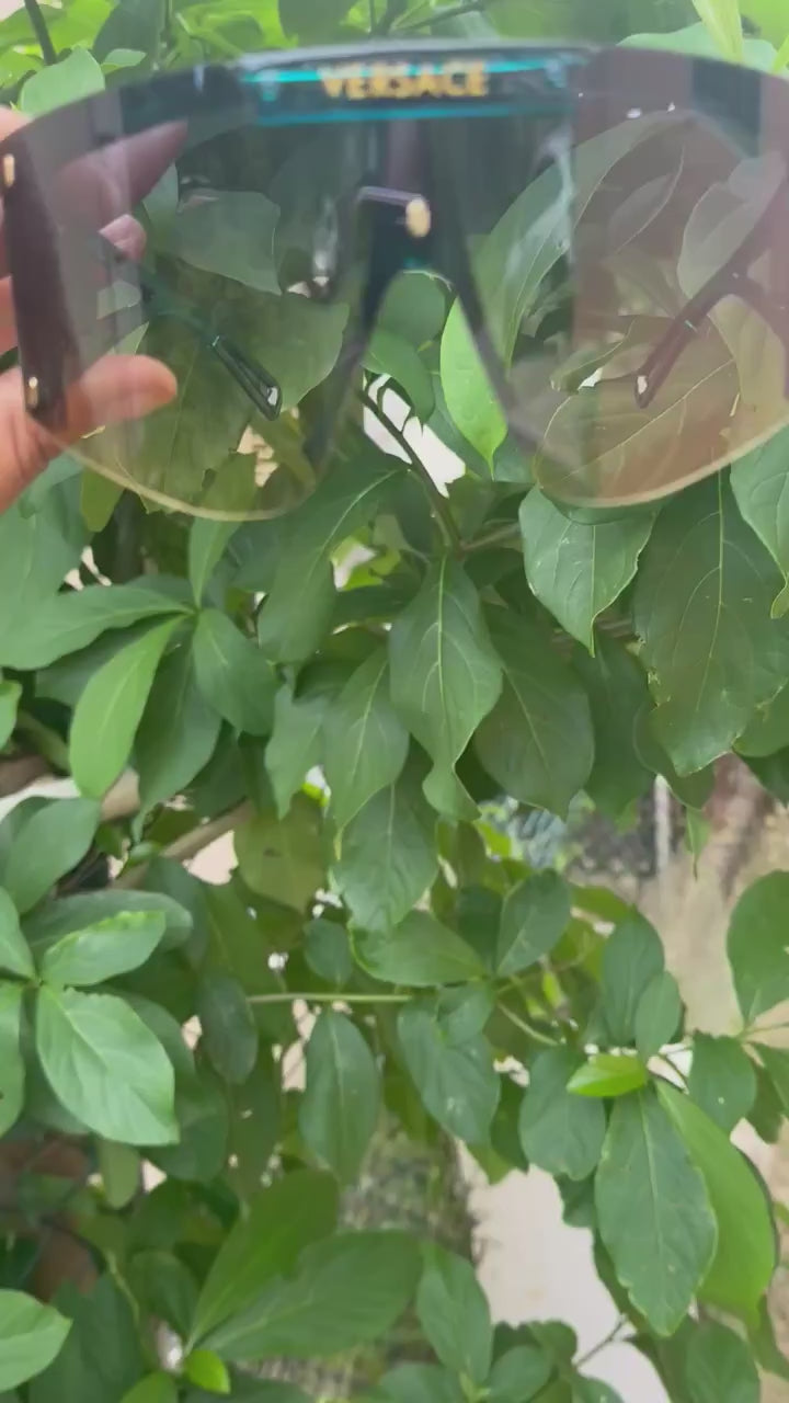 Load video: Oversized Shield Sunglasses with Gradient Lenses
