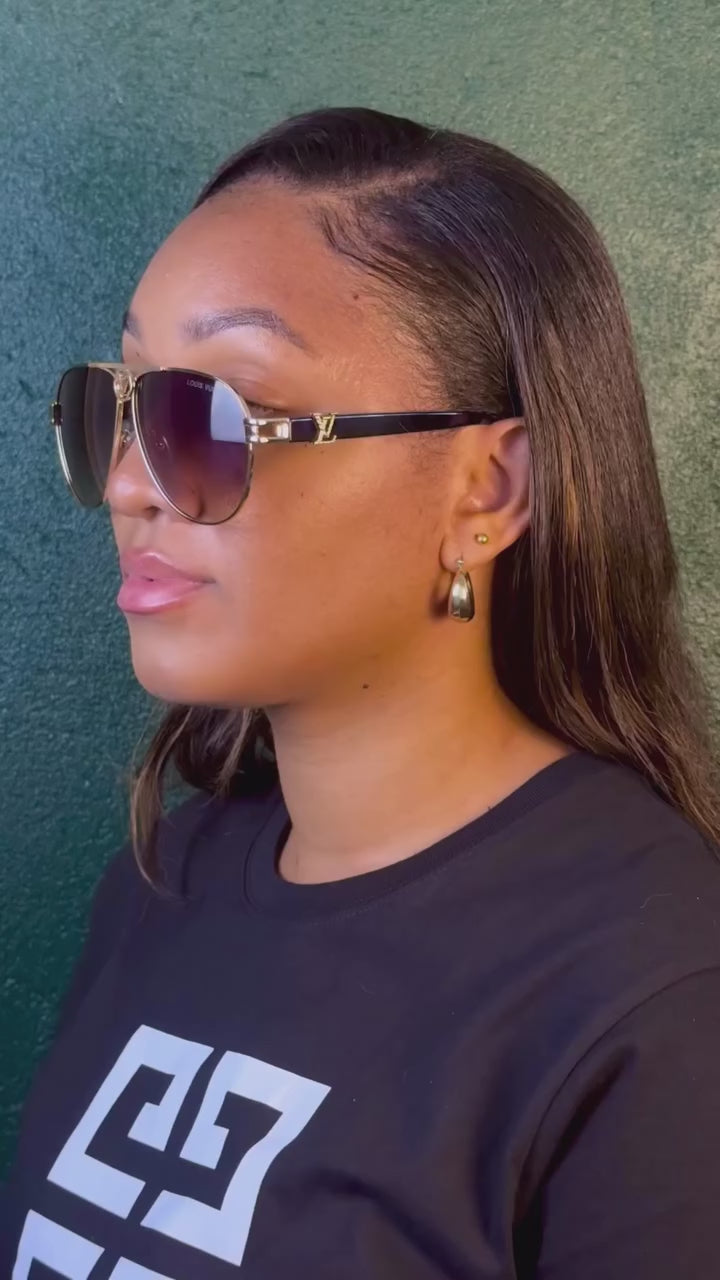 Load video: Aviator Sunglasses with Double Bridge and Gradient Lenses
