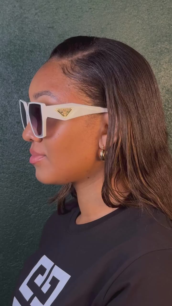 Load video: Oversized Geometric Sunglasses with Sculpted Wide Temples