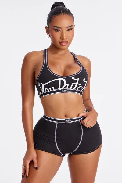 Women's Scoop Neck Crop Top and Button Front High Waist Shorts Set