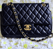 Quilted Double Flap Handbag with Chain Strap