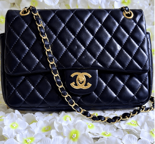 Quilted Double Flap Handbag with Chain Strap