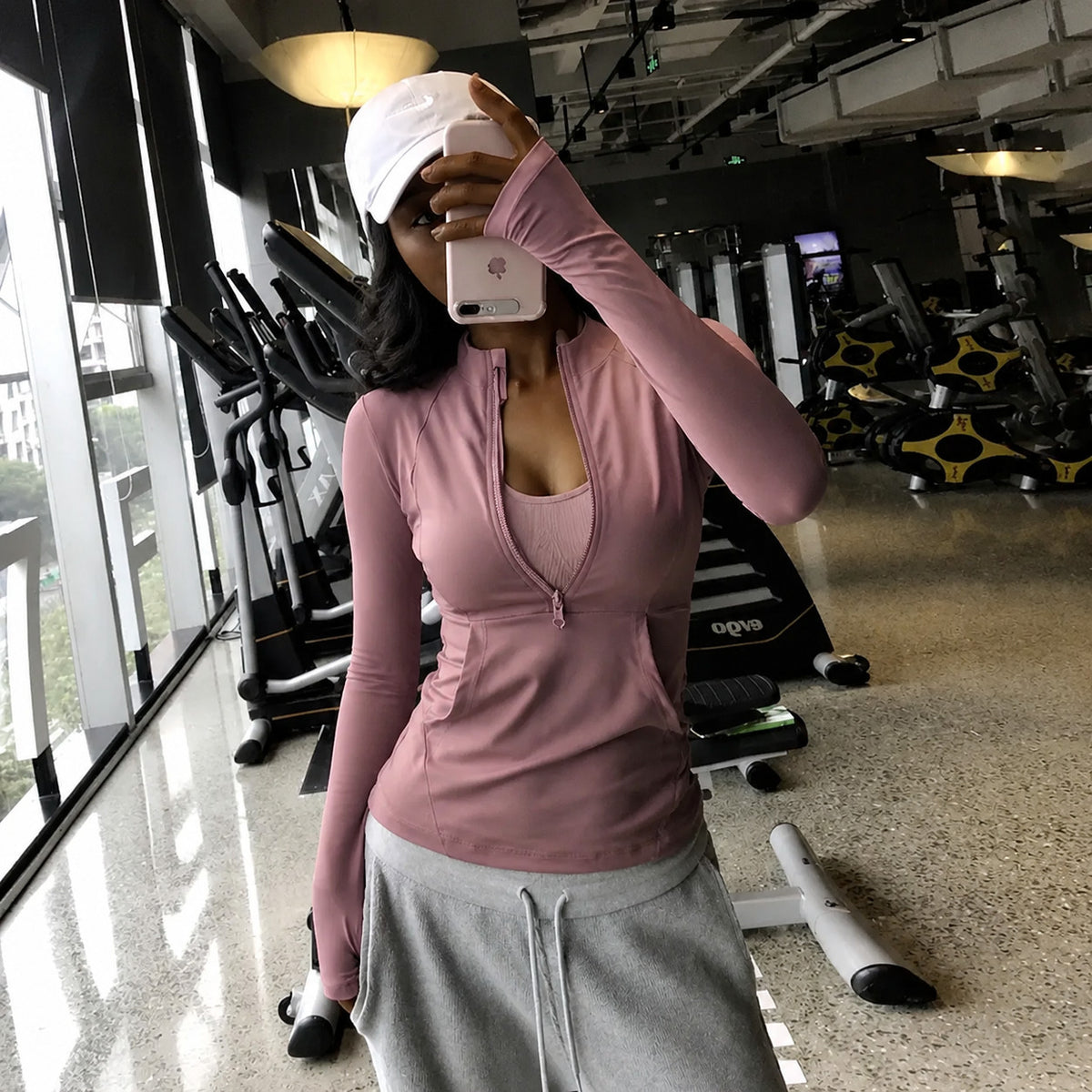 Women's Contoured Long Sleeve Zip Jacket with Stand Collar