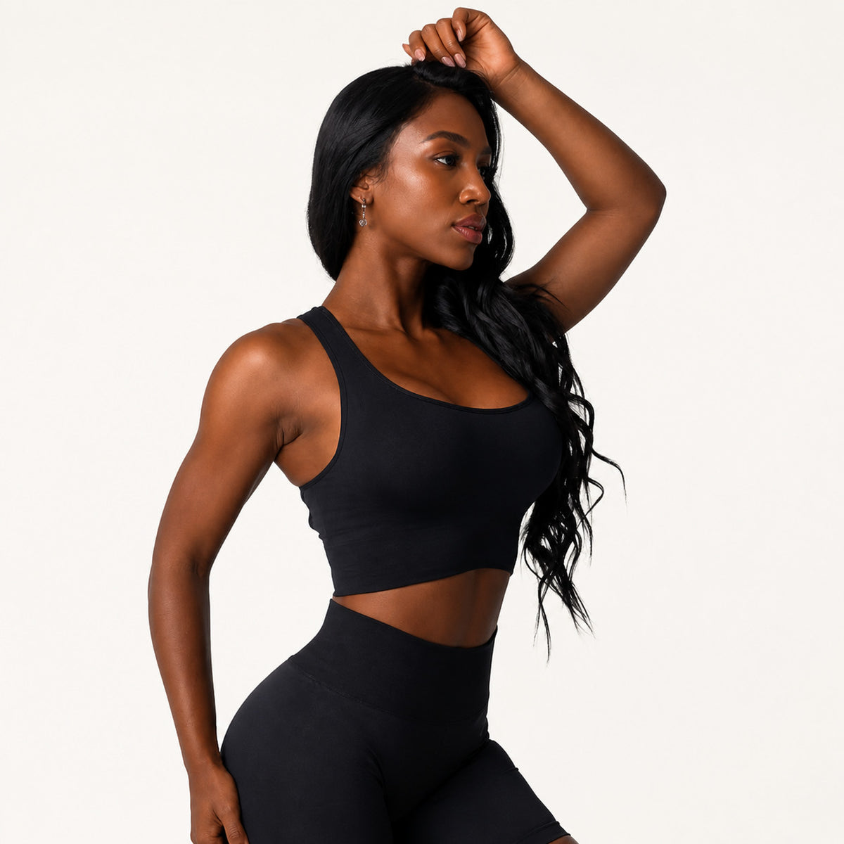 Women's Racerback Sports Bra with Back Cutout, Molded Cups, and Rear Hook Closure
