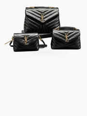 Women's Quilted Chevron Flap Crossbody Bag with Chain Strap