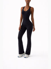 Women's Performance V Jumpsuit Gym Set - Yoga and Fitness Bodysuit