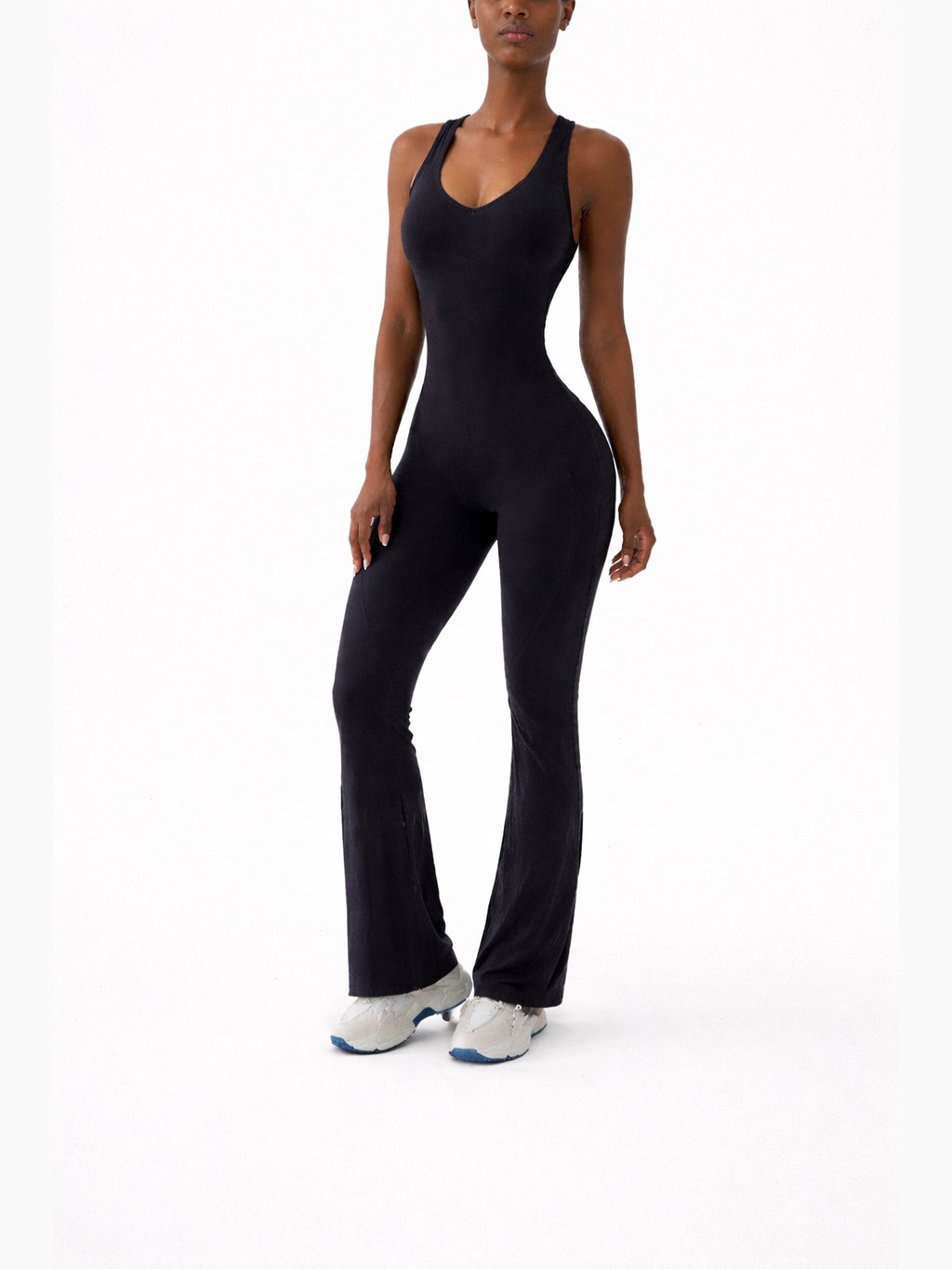 Women's Performance V Jumpsuit Gym Set - Yoga and Fitness Bodysuit