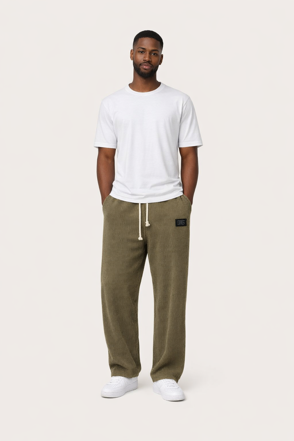 Men's Relaxed Straight Leg Joggers with Drawstring Waist and Side Pockets
