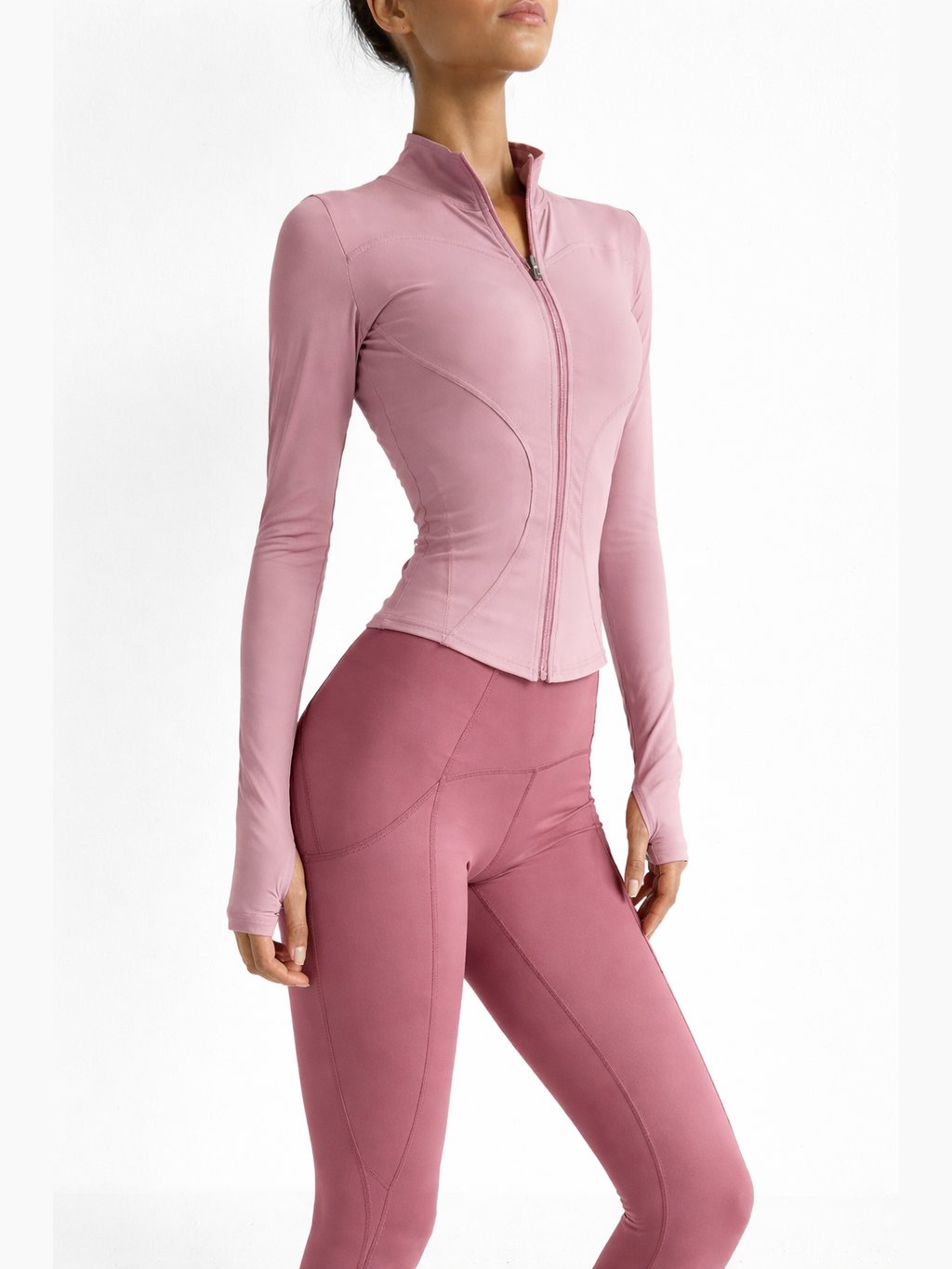Women's Contoured Long Sleeve Zip Jacket with Stand Collar
