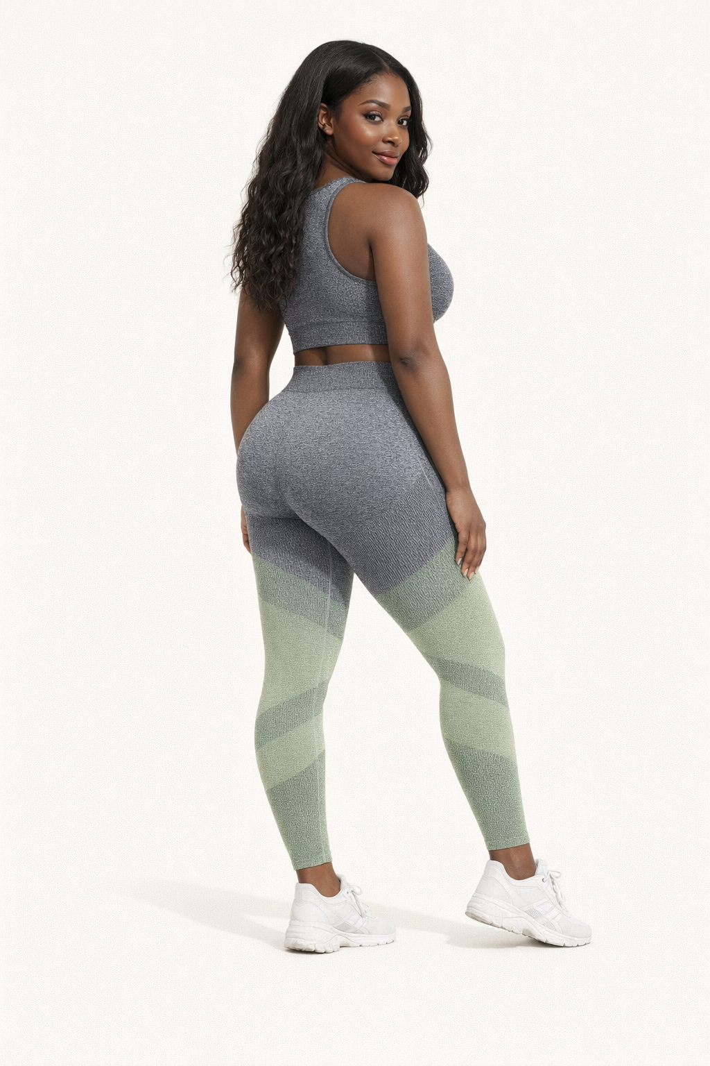 Women's Seamless Crossback Crop Top and High Waist Leggings Set